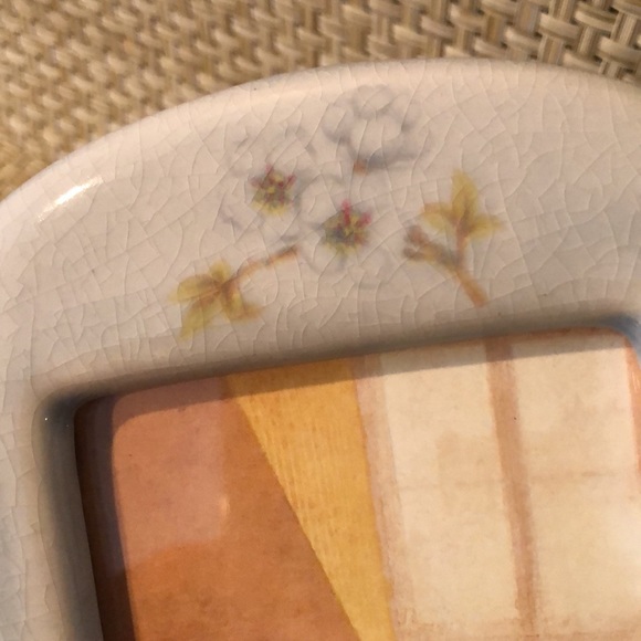 Small Vintage Blue Porcelain Floral Frame With Picture-Terragrafics California - Picture 5 of 12